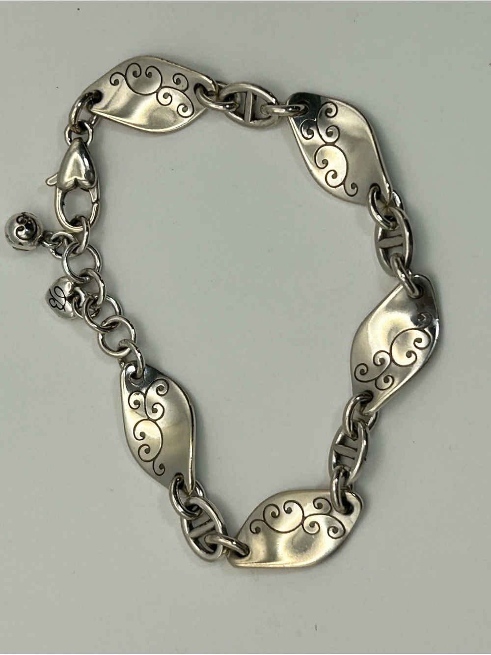 Brighton Twirl Twist Bracelet 8" Silver Plated Oval Link Vintage - Picture 6 of 10